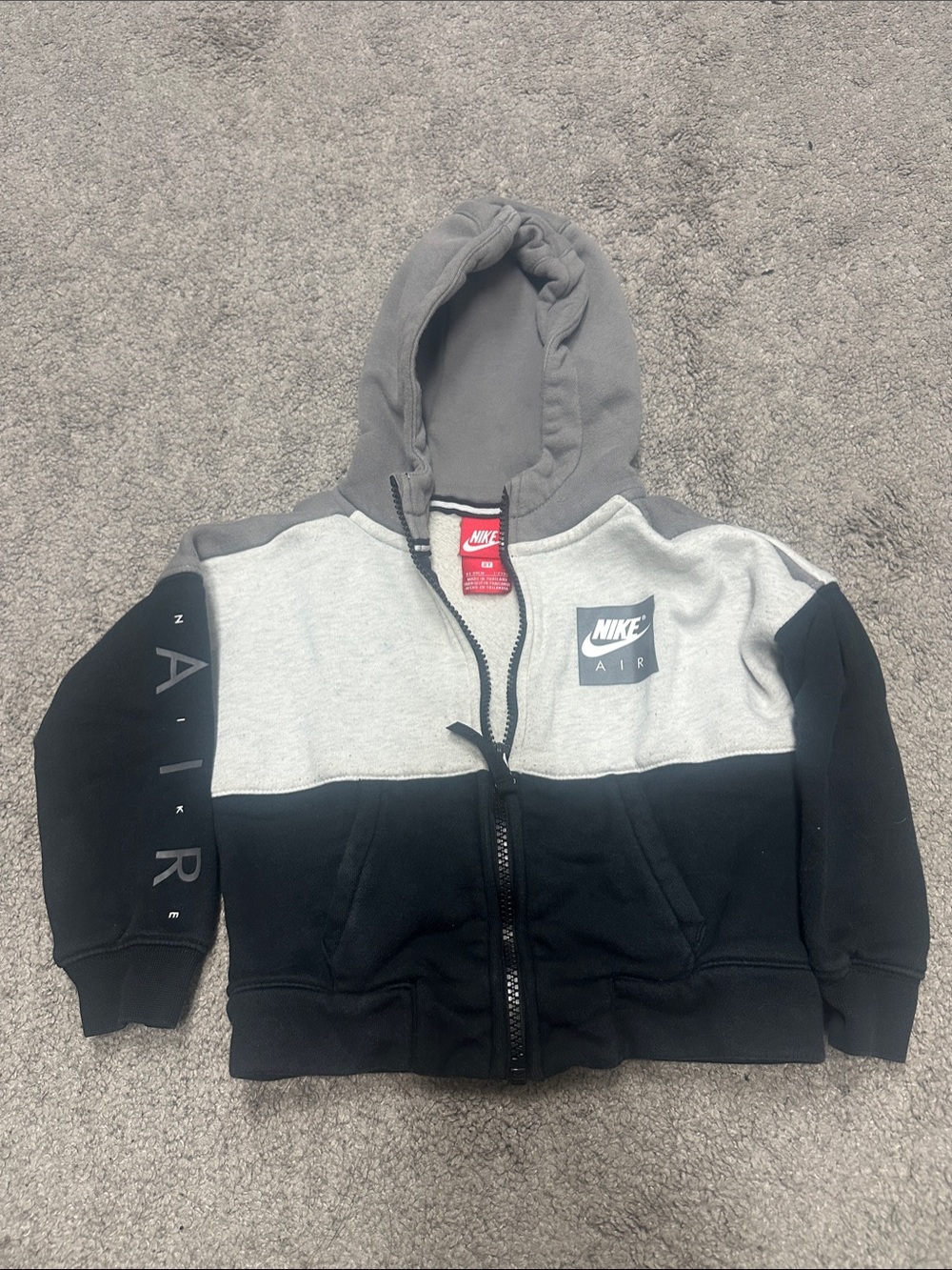Nike Kids Black, Gray & Light Gray Air Full-Zip Hoodie